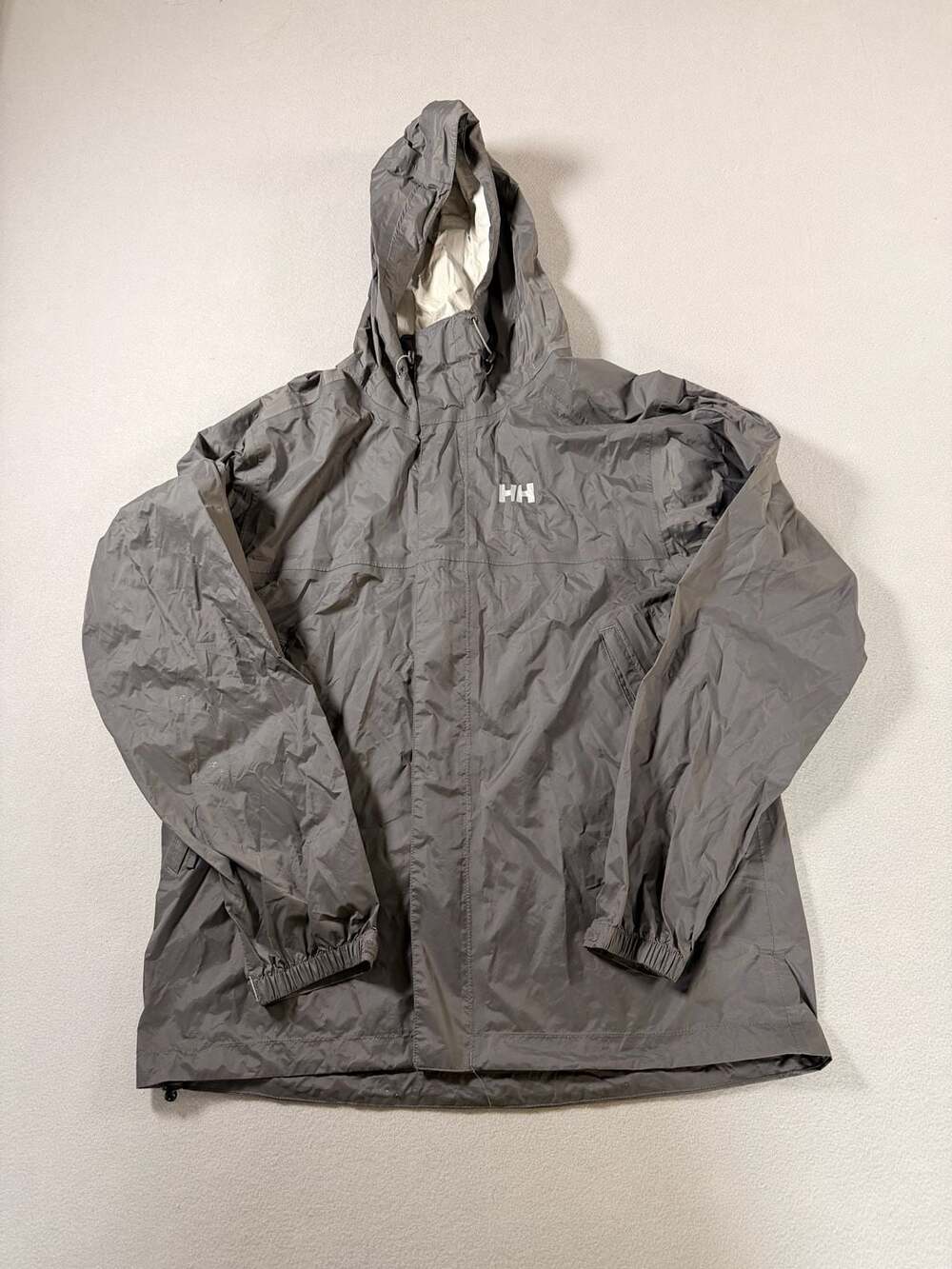 Helly Hansen Gray Hooded Full Zip Rain Jacket Size M